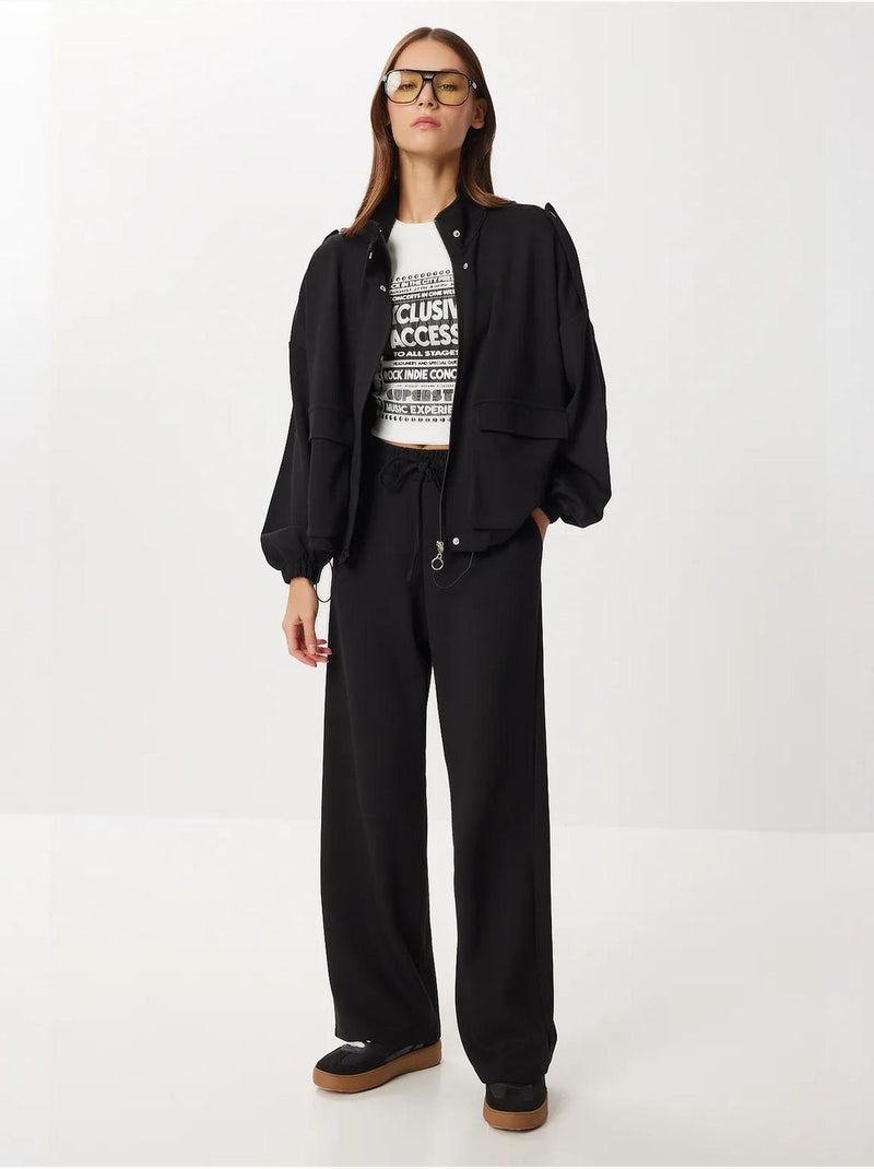 Conjunto de dos piezas con chaqueta con detalle de bolsillo y pantalón de pierna ancha istanbul Negro - Kiabi