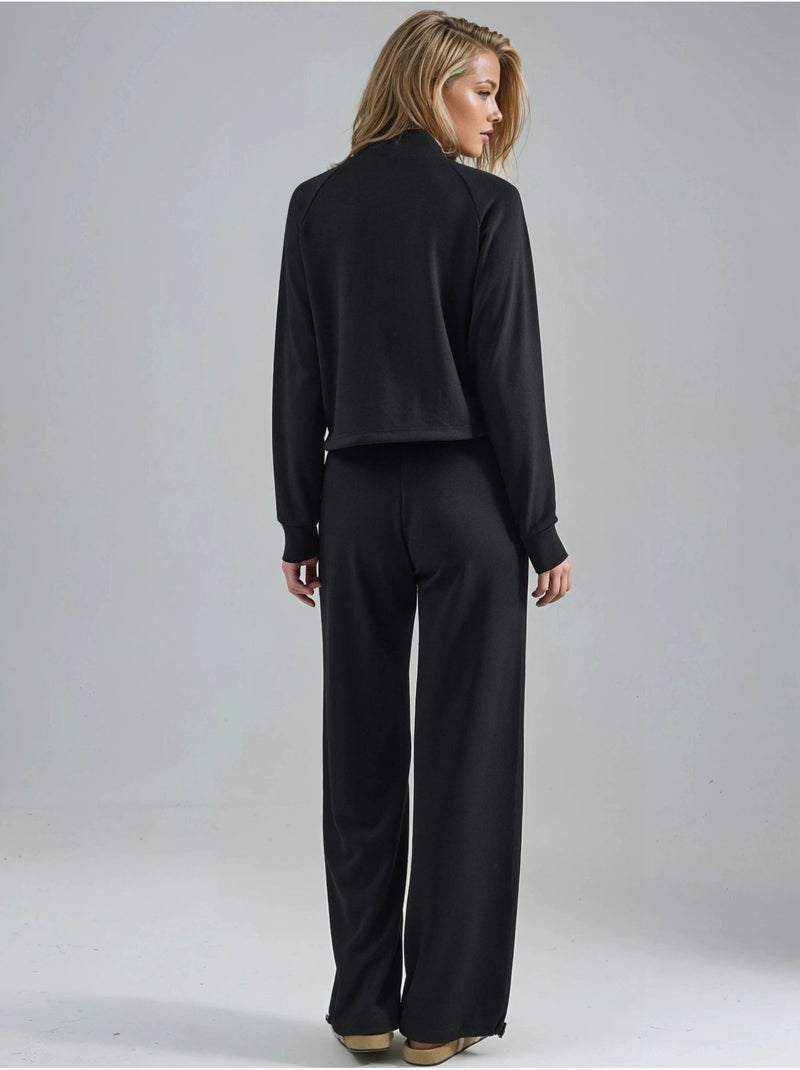 Conjunto de dos piezas con cintura alta, cuello alto y pierna ancha hiccup Negro - Kiabi