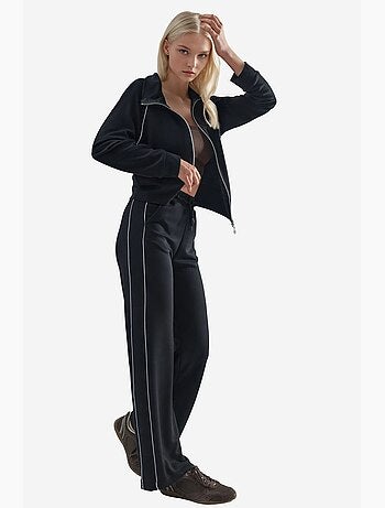 Conjunto de dos piezas con cintura alta, pierna ancha y cuello con cremallera hiccup