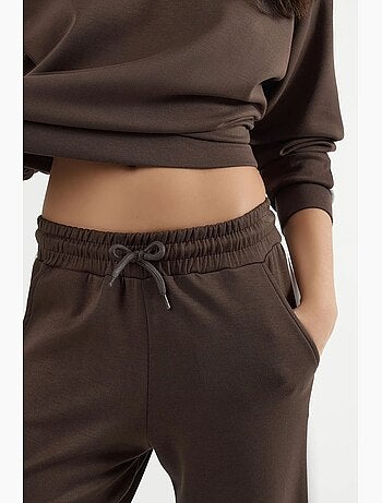 Conjunto de dos piezas con cintura alta, pierna ancha y cuello redondo hiccup