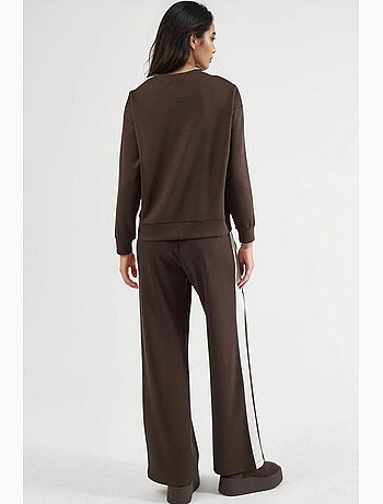 Conjunto de dos piezas con cintura alta, pierna ancha y cuello redondo hiccup