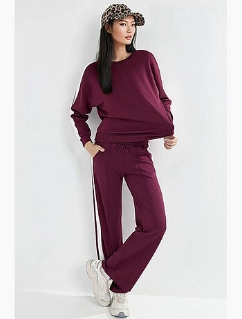 Conjunto de dos piezas con cintura alta, pierna ancha y cuello redondo hiccup