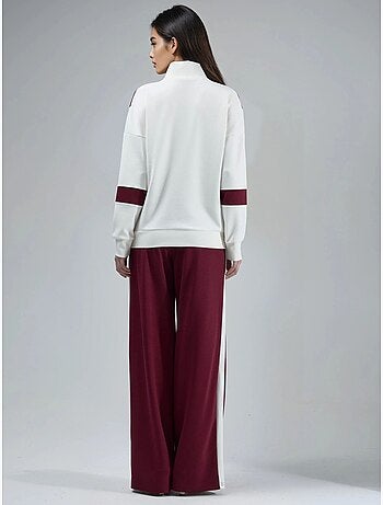 Conjunto de dos piezas con cuello con cremallera y pernera ancha y larga con bloques de color hiccup