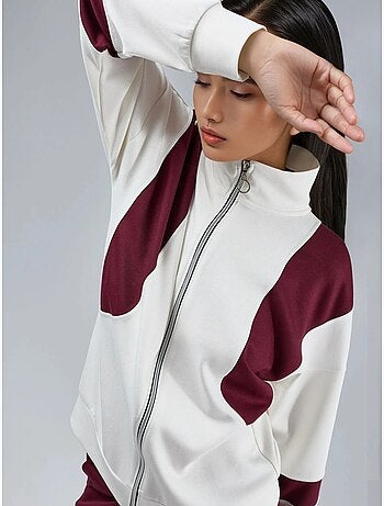 Conjunto de dos piezas con cuello con cremallera y pernera ancha y larga con bloques de color hiccup