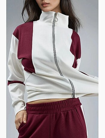 Conjunto de dos piezas con cuello con cremallera y pernera ancha y larga con bloques de color hiccup