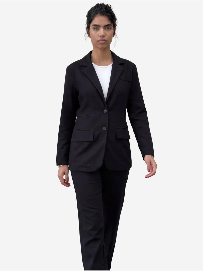 Conjunto de dos piezas con cuello de chaqueta abotonado my fashion Negro - Kiabi
