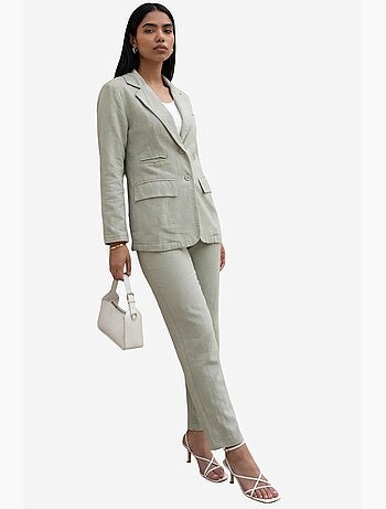 Conjunto de dos piezas con cuello de chaqueta abotonado my fashion