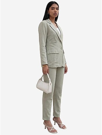 Conjunto de dos piezas con cuello de chaqueta abotonado my fashion