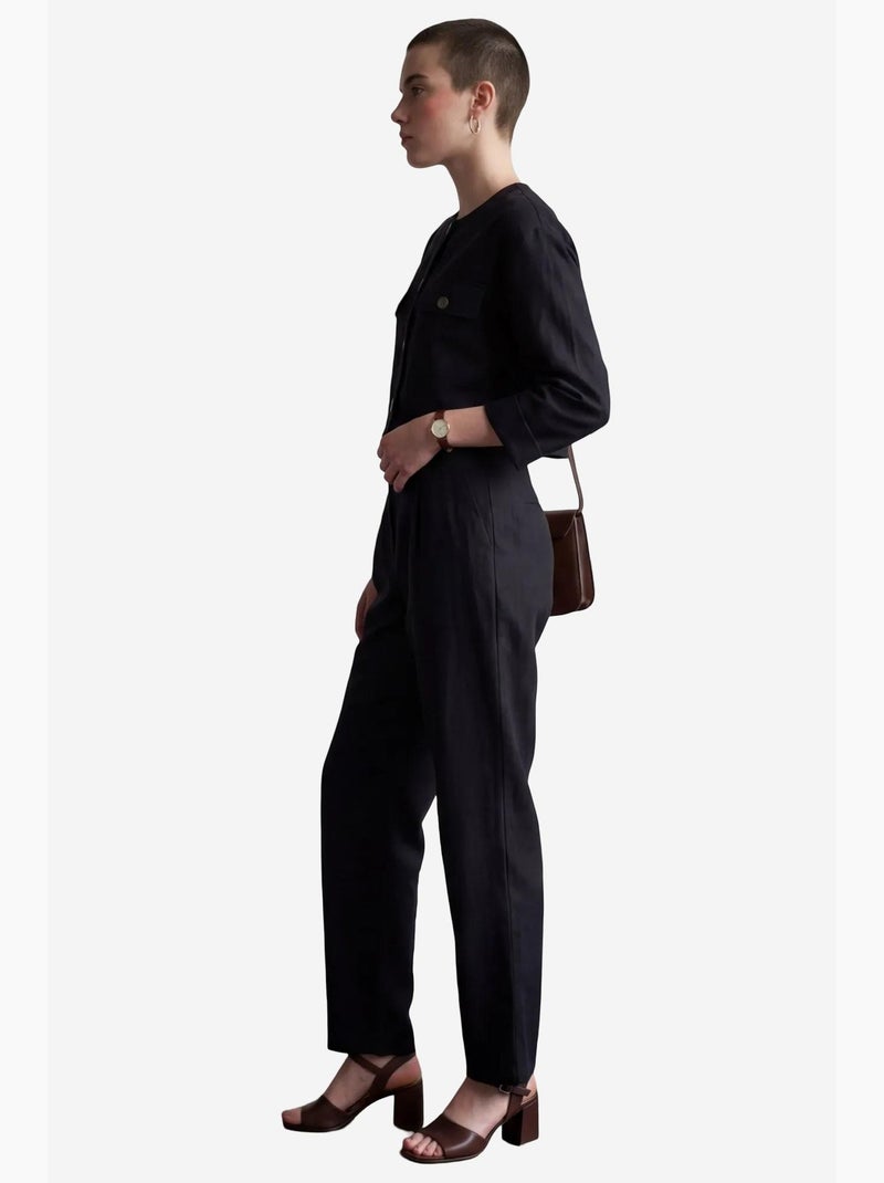 Conjunto de dos piezas con cuello redondo y bolsillos abotonados de my fashion Negro - Kiabi