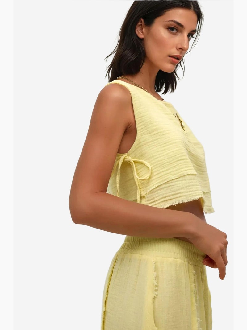 Conjunto de dos piezas con cuello redondo y cintura alta hiccup Amarillo limón - Kiabi