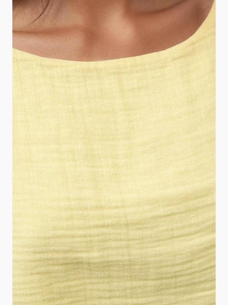 Conjunto de dos piezas con cuello redondo y cintura alta hiccup Amarillo limón - Kiabi