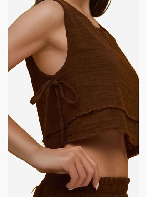 Conjunto de dos piezas con cuello redondo y cintura alta hiccup - Kiabi Conjunto de dos piezas con cuello redondo y cintura alta hiccup - Kiabi