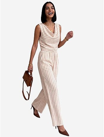 Conjunto de dos piezas con cuello vuelto, cintura alta y rayas de my fashion