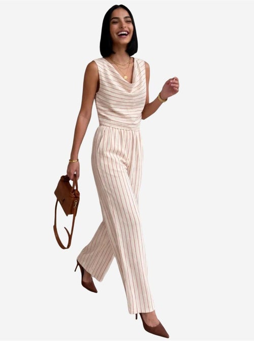 Conjunto de dos piezas con cuello vuelto, cintura alta y rayas de my fashion - Kiabi Conjunto de dos piezas con cuello vuelto, cintura alta y rayas de my fashion - Kiabi