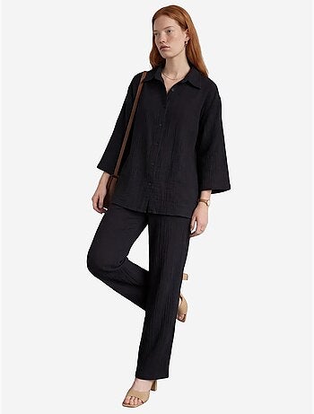 Conjunto de dos piezas de algodón tejido con cierre de botones my fashion