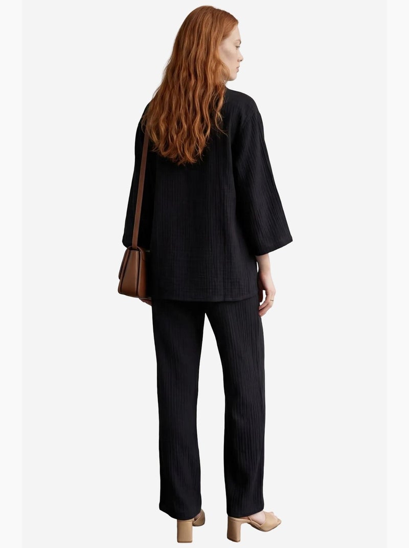 Conjunto de dos piezas de algodón tejido con cierre de botones my fashion Negro - Kiabi