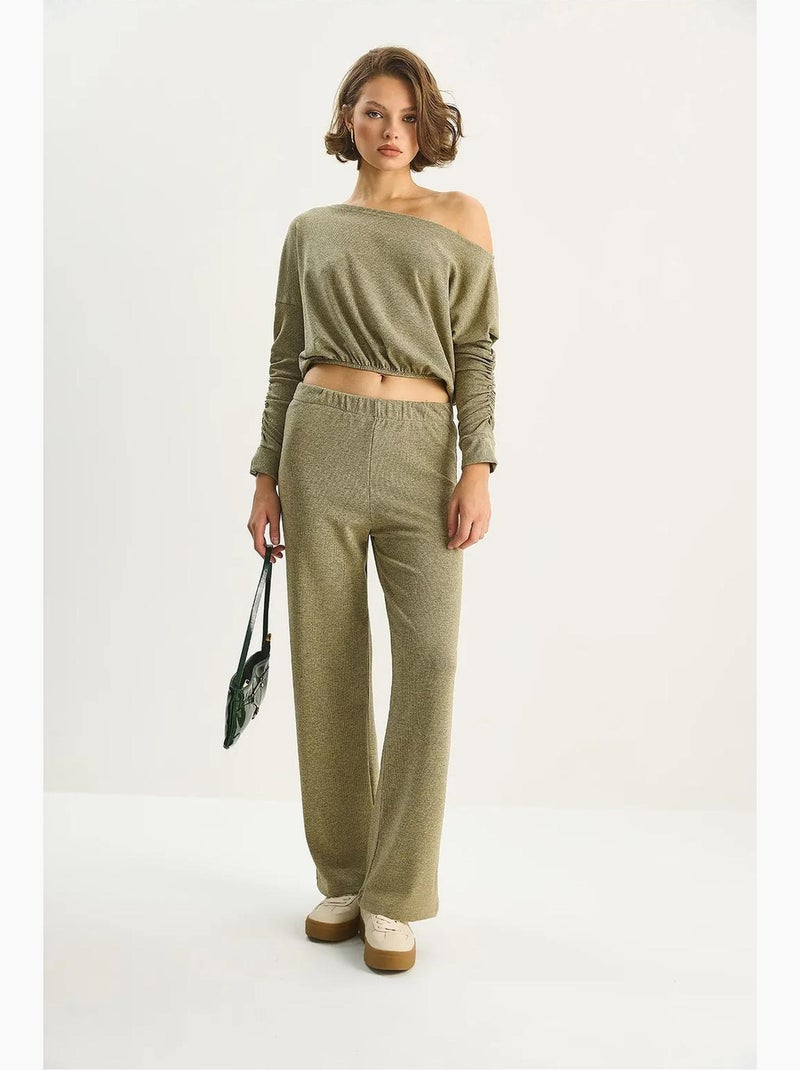 Conjunto de dos piezas de algodón y licra con cuello barco lucci Verde oscuro - Kiabi
