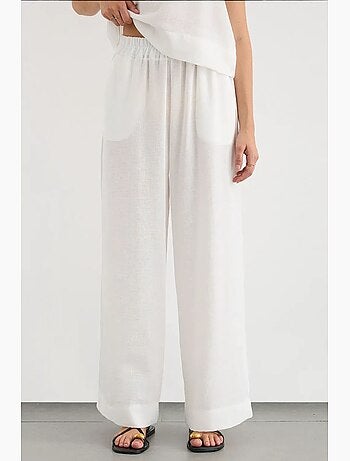 Conjunto de dos piezas de blusa con tacto de lino y pantalón con cintura elástica hiccup
