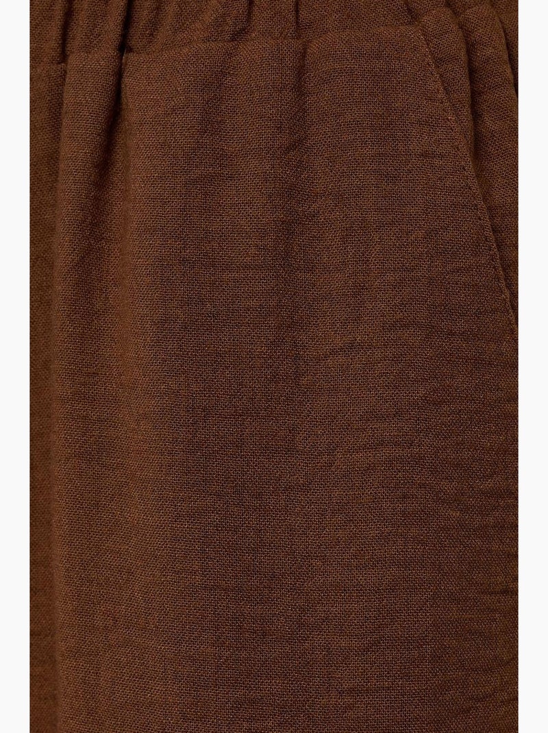 Conjunto de dos piezas de blusa con tacto de lino y pantalón con cintura elástica hiccup Marrón chocolate - Kiabi