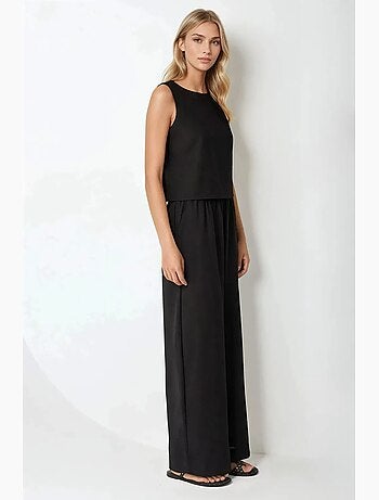 Conjunto de dos piezas de blusa con tacto de lino y pantalón con cintura elástica hiccup