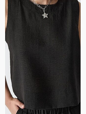 Conjunto de dos piezas de blusa con tacto de lino y pantalón con cintura elástica hiccup