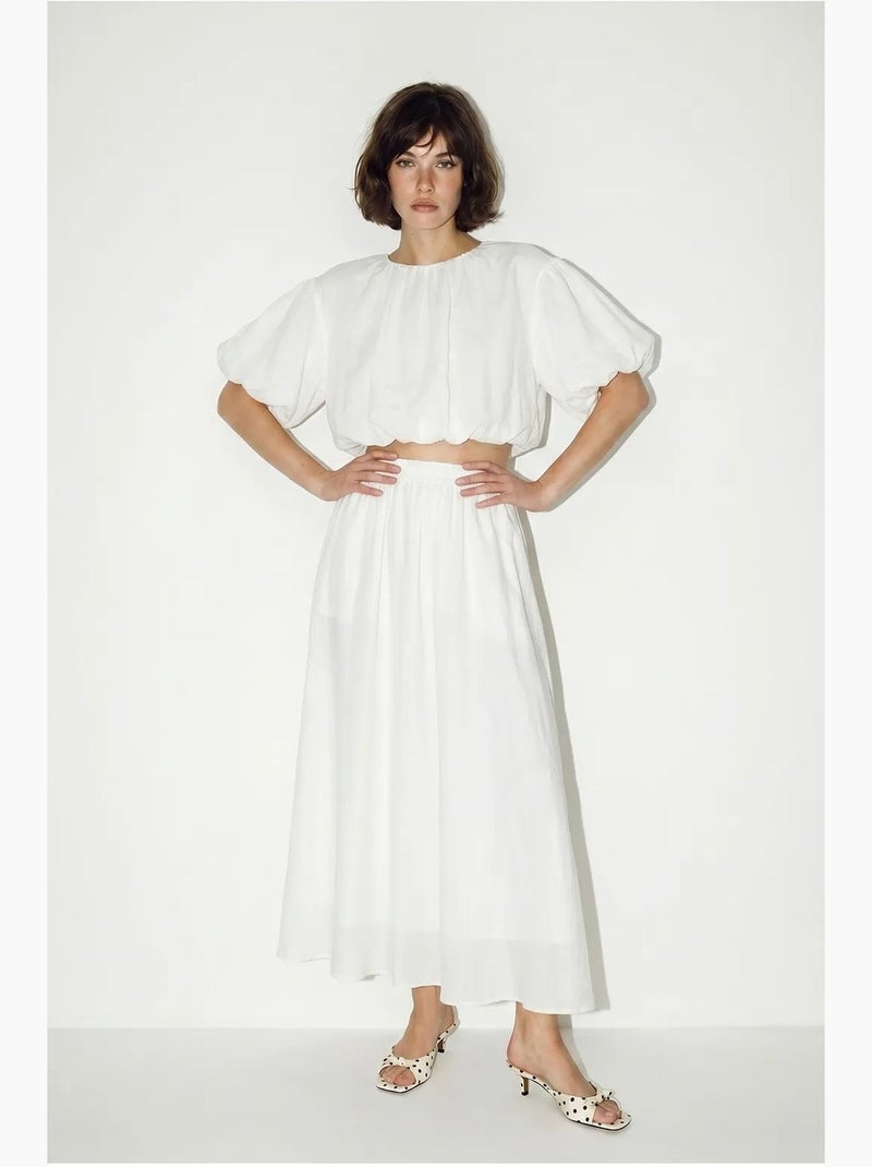 Conjunto de dos piezas de blusa y falda maxi lucci Blanco - Kiabi
