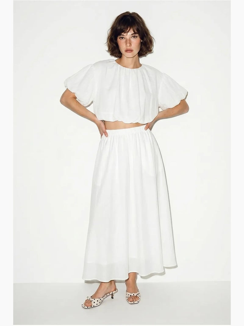 Conjunto de dos piezas de blusa y falda maxi lucci Blanco - Kiabi