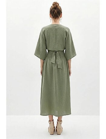 Conjunto de dos piezas de blusa y falda midi de algodón lucci