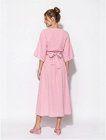 Conjunto de dos piezas de blusa y falda midi de algodón lucci