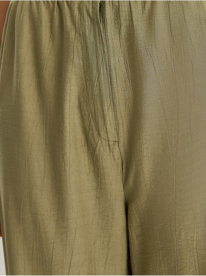 Conjunto de dos piezas de blusa y pantalón de manga corta con detalle de lazo lucci Caqui - Kiabi