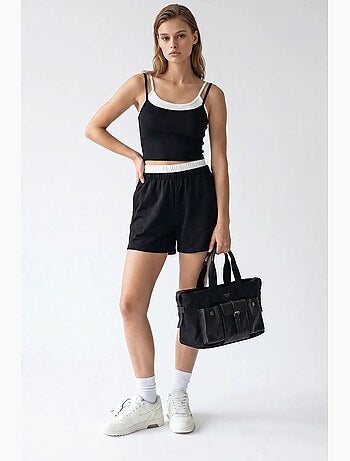 Conjunto de dos piezas de camiseta crop y shorts mixray