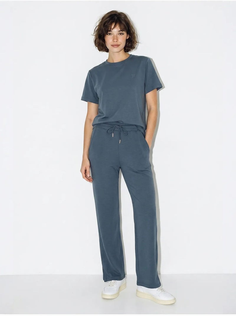 Conjunto de dos piezas de camiseta y pantalón de pernera ancha lucci Azul - Kiabi