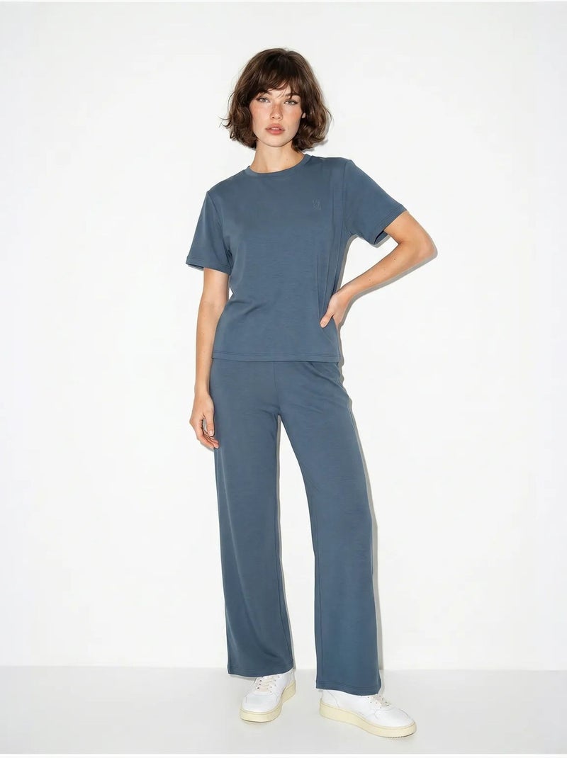 Conjunto de dos piezas de camiseta y pantalón de pernera ancha lucci Azul - Kiabi