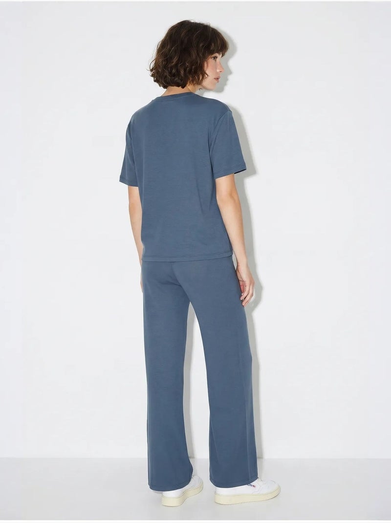 Conjunto de dos piezas de camiseta y pantalón de pernera ancha lucci Azul - Kiabi