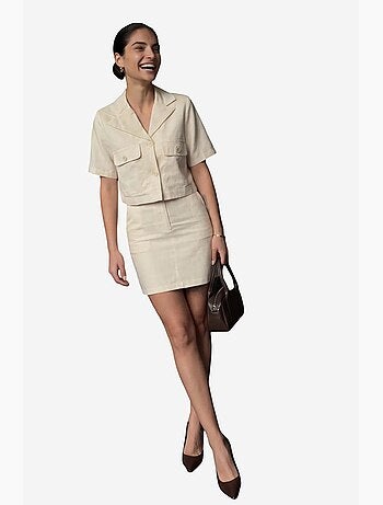 Conjunto de dos piezas de cintura alta con cierre de botones my fashion