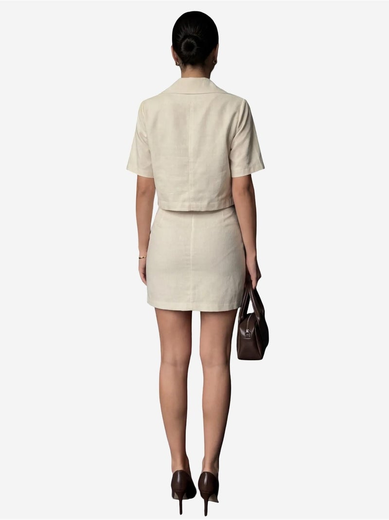 Conjunto de dos piezas de cintura alta con cierre de botones my fashion Beige arcilla - Kiabi