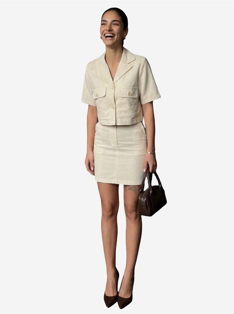 Conjunto de dos piezas de cintura alta con cierre de botones my fashion Beige arcilla - Kiabi
