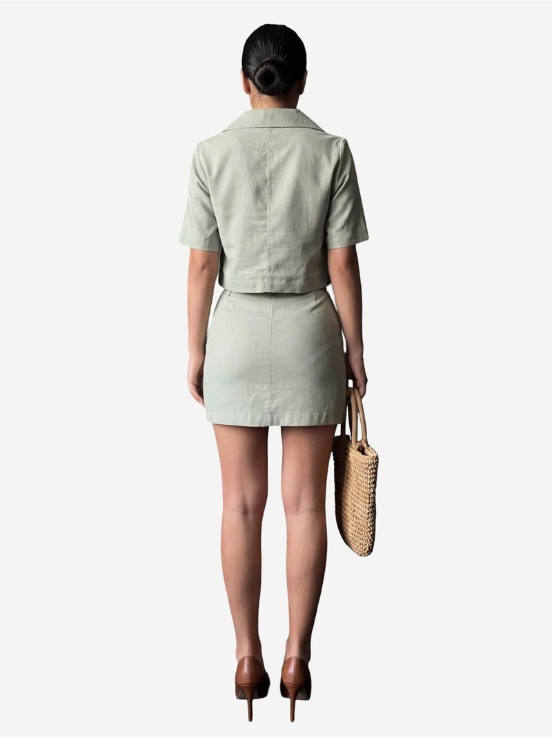 Conjunto de dos piezas de cintura alta con cierre de botones my fashion Verde menta - Kiabi