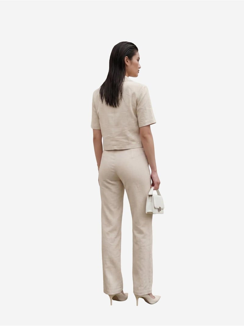 Conjunto de dos piezas de cintura alta con cuello de chaqueta my fashion Beige arcilla - Kiabi