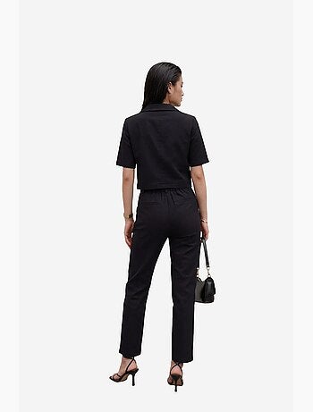 Conjunto de dos piezas de cintura alta con cuello de chaqueta my fashion