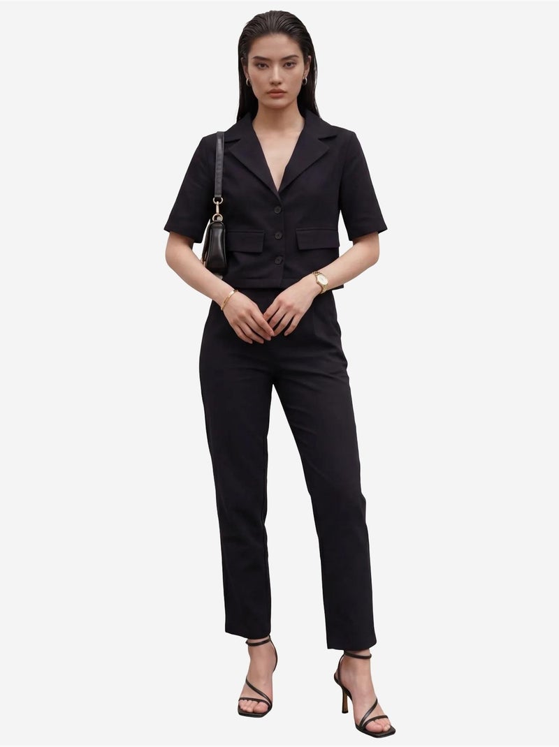 Conjunto de dos piezas de cintura alta con cuello de chaqueta my fashion Negro - Kiabi