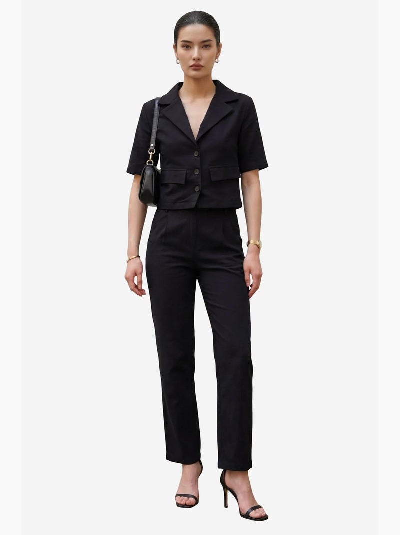 Conjunto de dos piezas de cintura alta con cuello de chaqueta my fashion Negro - Kiabi
