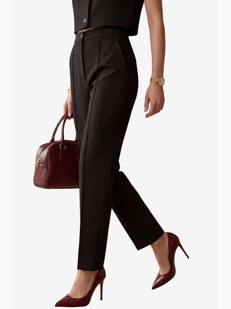 Conjunto de dos piezas de cintura alta y pierna ancha con detalle de botones my fashion Negro - Kiabi