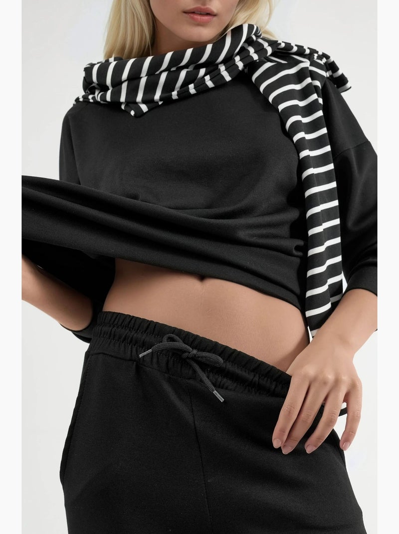 Conjunto de dos piezas de cintura alta y pierna ancha hiccup Negro - Kiabi