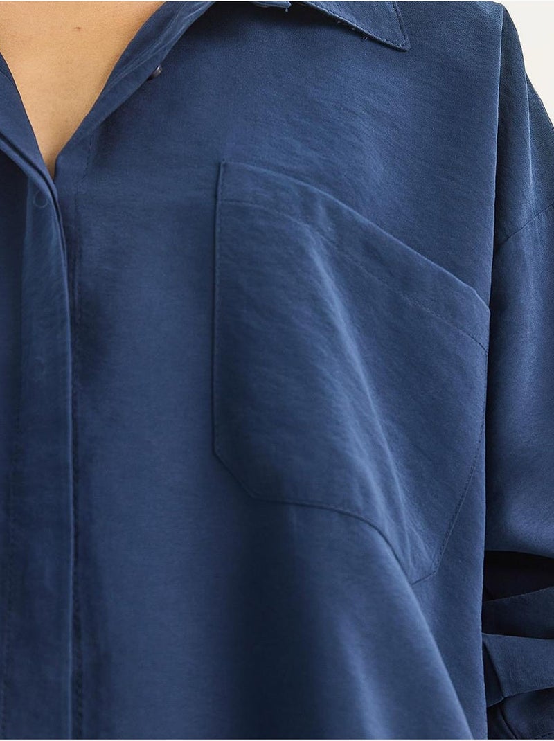Conjunto de dos piezas de cintura alta y pierna ancha lucci Azul marino - Kiabi