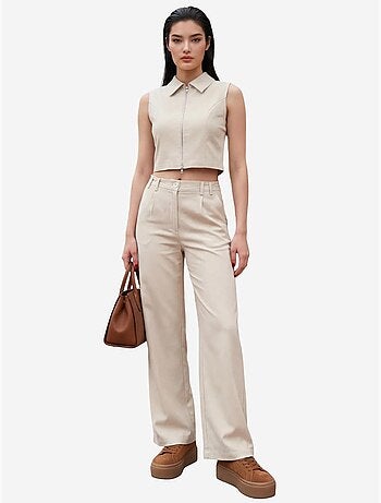 Conjunto de dos piezas de cintura alta y pierna ancha my fashion