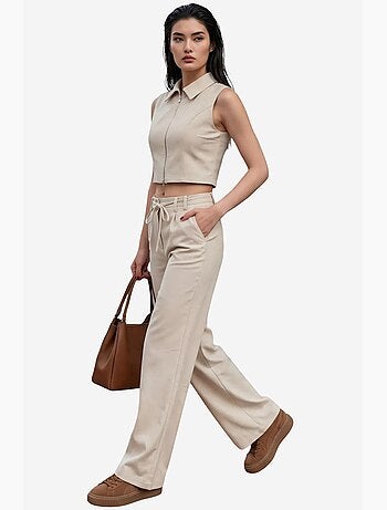 Conjunto de dos piezas de cintura alta y pierna ancha my fashion