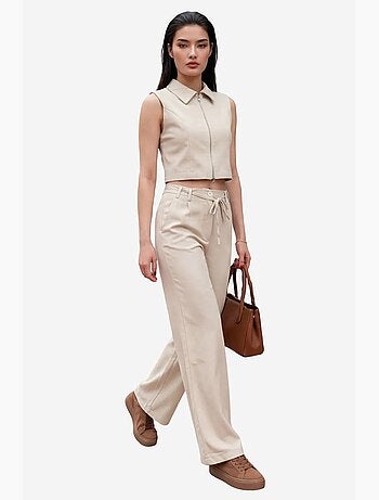 Conjunto de dos piezas de cintura alta y pierna ancha my fashion