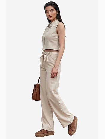 Conjunto de dos piezas de cintura alta y pierna ancha my fashion