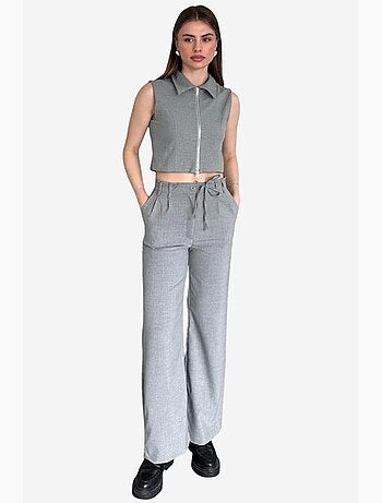 Conjunto de dos piezas de cintura alta y pierna ancha my fashion